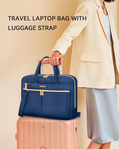 Ferkurn Laptop Bag Case Women Men Computer Bag Compatible with MacBook/HP/LG/Dell, Shoulder Strap Slim Carrying Messenger Briefcase, Blue, 14 Inch - color: Blue, size: 14 inch