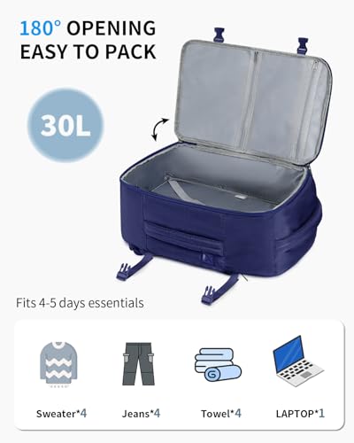 ECOHUB Travel Backpack Airlines Approved Personal Item Bag Carry On Backpack - color: Navy Blue, size: 18 inch underseat