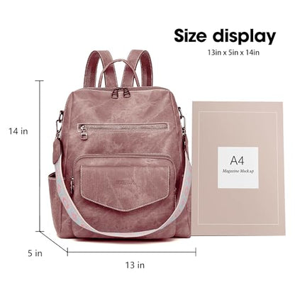 WYFJNX Backpack Purse for Women PU Leather Backpack Ladies Fashion Handbag Designer Shoulder Bag Small Travel Bag Pink - color: Pink
