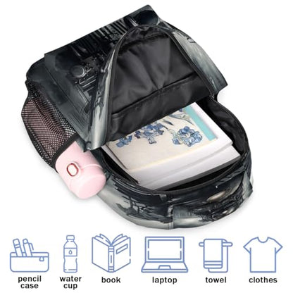 Steam Train Backpack with Chest Strap, Casual Backpack for Women Men, 16 Inch Daypack for Travel Work, Black Train - color: Yellow