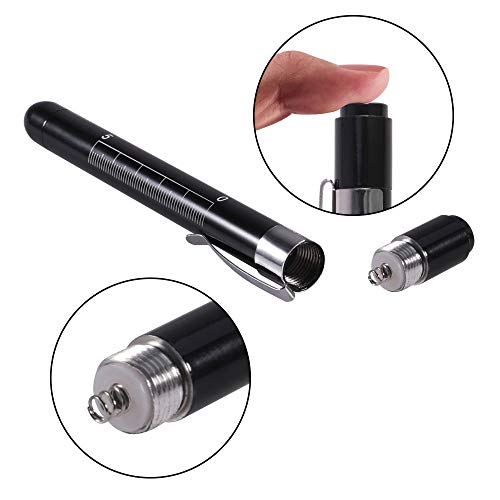 Aokin Medical Pen Light for Nurse Doctor, Reusable LED Medical Penlight Flashlight with Pupil Gauge and Ruler, White Light, Black - color: Black