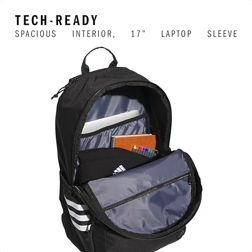 adidas Classic 3-Stripe Backpack for Laptop, School and Travel, 28L - color: Black/White/5.0