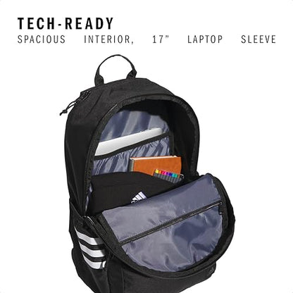 adidas Classic 3-Stripe Backpack for Laptop, School and Travel, 28L - color: Black/White/5.0