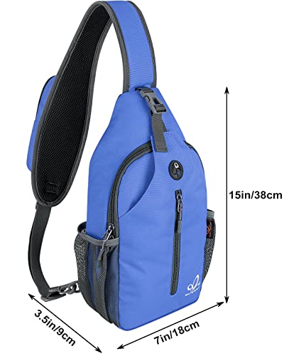 WATERFLY Crossbody Sling Backpack Sling Bag Travel Hiking Chest Bag Daypack - color: Z-sea Blue