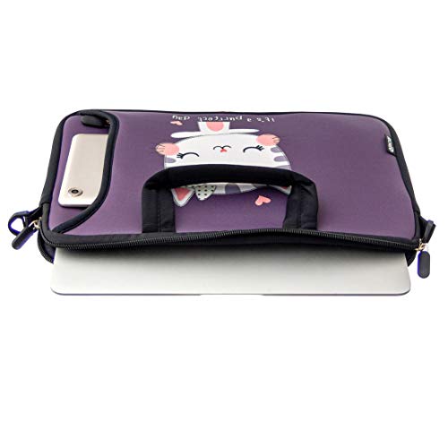 RICHEN 17 inch Laptop Shoulder Bag Carrying Case Computer PC Cover Pouch with Handle Fits 15.6/16/17/17.3/17.4 inch Laptop Notebook (16-17.3 inch, Cute Cat) - color: Cute Cat