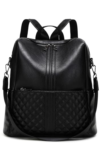 sqlp Fashion Backpack Purse for Women Faux Leather Ladies Handbags - color: Black, size: Large