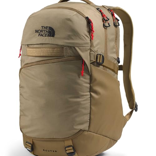 The North Face Router Everyday Laptop Backpack - Daypack, Water Repellent, Laptop Sleeve, Reflective Details, Cedar/Lava Red, One Size - color: Cedar/Lava Red, size: One Size