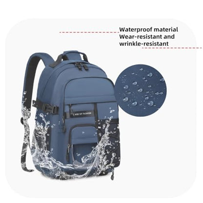 Laptop Backpack Boys Teen Bookbag Kids Middle Schoolbag Women Men 18in(Blue) - color: 3-blue