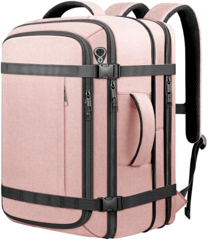 Expandable Flight-Approved Travel Backpack 35-45L with LifetimeWarranty - color: Pink, size: 17.3inch - 19.2"x13.4"x7.9"(+2.7")
