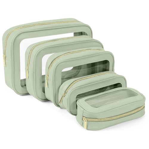 YOPCDJ 5PCS Diaper Bag Organizer Pouch Set, TSA Approved Toiletry Bag，Clear Waterproof TPU Makeup Bag Set Travel Organizer Bags for Women and Kids - color: Green, size: 5 pieces