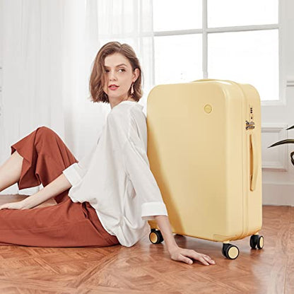 mixi Luggage Suitcase with Spinner Wheels, Hardside Rolling Suitcase PC with Cover & TSA Lock Lightweight Travel Case 26in Checked in, Lark Yellow - color: Lark Yellow, size: 26in Checked in