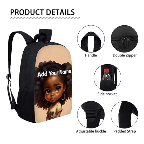 African Black Girls Backpacks Ages 6-8/8-10 Personalized Bookbag for Kids 3Rd Grade/4Th Grade Magic School Bag Custom Name Book Bag - color: African Black Girl-16