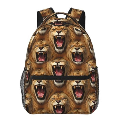 Casual Travel Daypack Angry Lion, Multi Pocket Water Resistant Backpack for Men Women Weekend Getaways - color: Pattern (738)