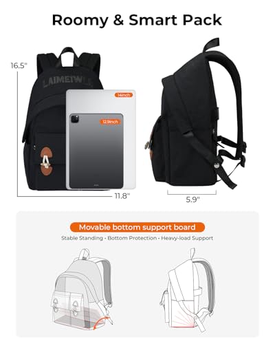 Lightweight Travel Backpack for Women, School Backpack for Teen Girls & Boys, Water-repellent Taslon Fabric, Stylish Casual Daypack for College Everyday Use, Fits 14" Laptop (Black) - color: Black