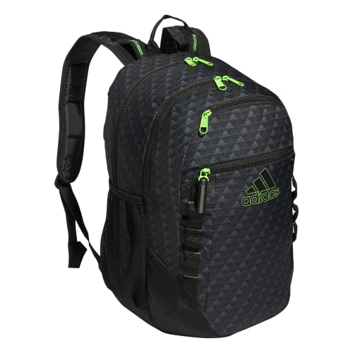 adidas Excel 6 School Backpack, 40L - color: Bos Mini Monogram Black/Lucid Lime Green, size: OSFA