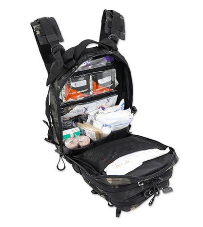 Lightning X Stocked EMS/EMT Trauma & Bleeding First Aid Responder Medical Backpack + Kit (Black Camo) - color: Black Camo