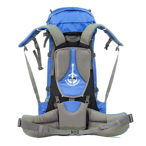 Wind Tour Outdoor 60L Ripstop Trekking Bag Sport Backpack with Rain Cover for Climbing Cycling(Blue | 70+10L) - color: Blue | 70+10l