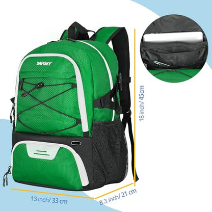 DAFISKY Basketball Backpack Sports Bag | Basketball Bag with Shoe Compartment and Ball Holder, 30L Large gym bag for boys girls - color: Green