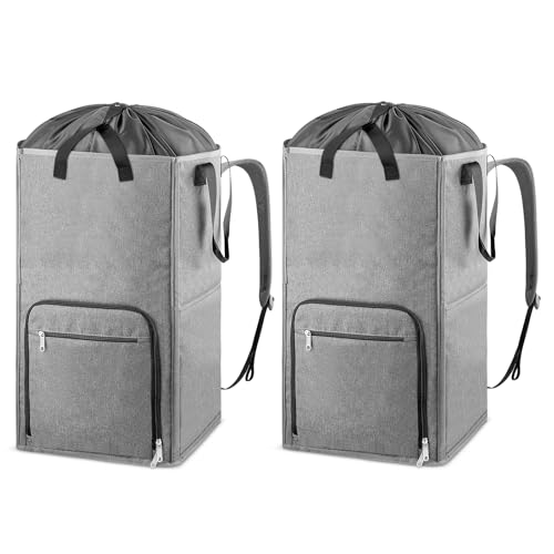 Bukere Laundry Backpack Bag, Extra Large 2 in 1 Laundry Hamper Basket for College Students Dorm Essentials, Adjustable Shoulder Straps, Freestanding Laundry Bag(Grey&Grey) - color: Grey&Grey