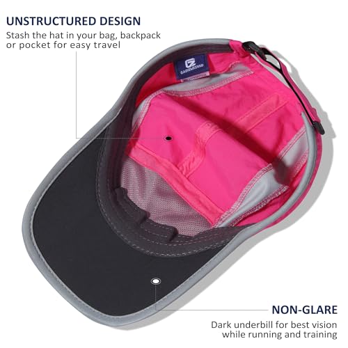 GADIEMKENSD Reflective Folding Outdoor Hat Unstructured Design UPF 50+ Sun Protection Sport Hats for Womens and Mens - color: Rose Red