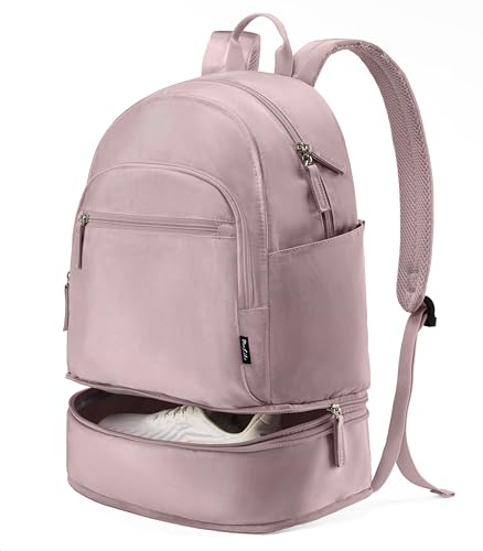 Uselike Gym Backpack for Women Men, Lightweight Gym Bag with Shoe Compartment, Waterproof Workout Backpack with Wet Pocket - color: Purple Ash
