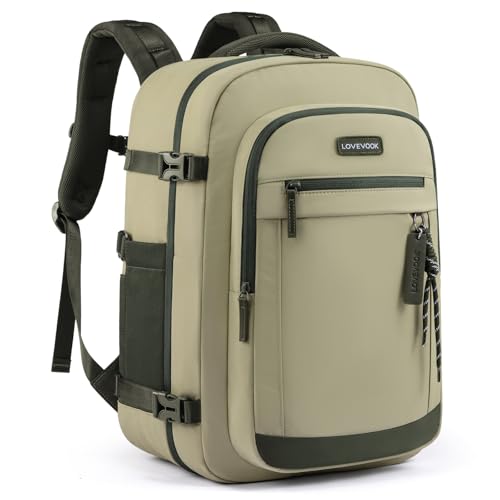 LOVEVOOK 40L Travel Backpack for Women & Men, Airline Approved Carry On Luggage, TSA Personal Item Bag fits 15.6 Inch Laptop, Waterproof Weekender Overnight Suitcase for Work, Green - color: Green, size: 40L-2Pcs