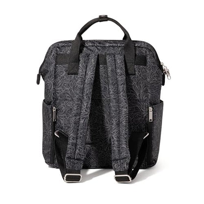 Baggallini Securtex Anti-Theft Windsor Backpack for Travel, Work & College, RFID & Locking Zipper, Up to 16" Laptop - color: Midnight Blossom Print