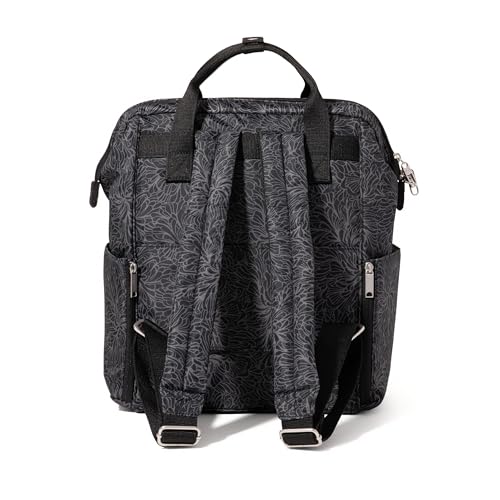 Baggallini Securtex Anti-Theft Windsor Backpack for Travel, Work & College, RFID & Locking Zipper, Up to 16" Laptop - color: Midnight Blossom Print