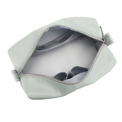 Organizer Bag Lightweight Cosmetic Bag with Ring Clasp Perfect Travel Makeup Bag for Women nylon Stand Up Design (Grey/Nylon) - color: Grey/Nylon