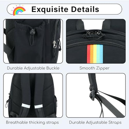 CAMTOP School Backpack for Girls, 15.6 Inch Teen Girls Casual Backpack High Middle School Daypack Women Daily Travel Laptop Bag - color: Black, size: 16Inch-Teen