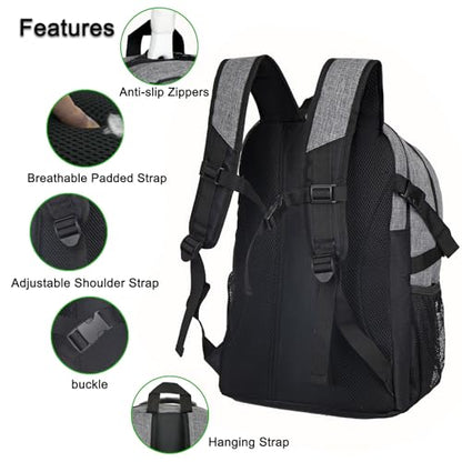Soccer Backpack for Men and Women,Sports Bag with Ball Compartment,Gym Backpack with Shoe Compartment - color: Grey