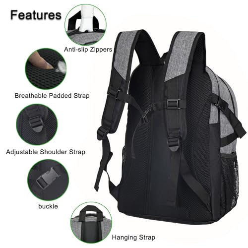 Soccer Backpack for Men and Women,Sports Bag with Ball Compartment,Gym Backpack with Shoe Compartment - color: Grey