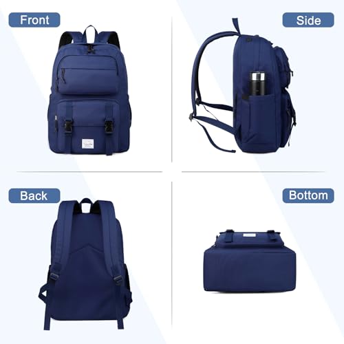 VASCHY Backpack for Men, Unisex Large Fashion Schoolbag Book bag Rucksack for High School/University/Work/Travel/Commuter Blue - color: Dark Blue