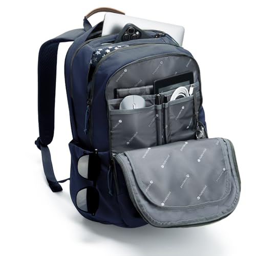 PUREVAVE Laptop Backpack with YKK Zippers for Men and Women - color: Navy Blue