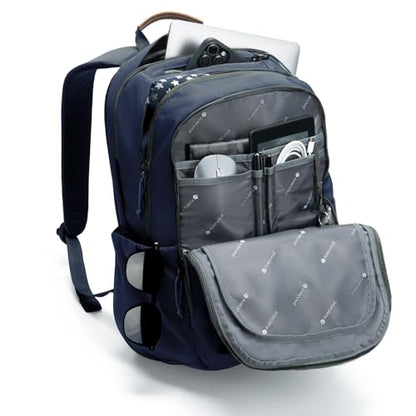 PUREVAVE Laptop Backpack with YKK Zippers for Men and Women - color: Navy Blue