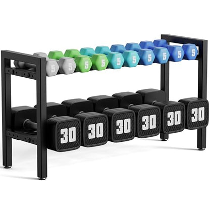 Dumbbell Rack 2-Tier Adjustable Weight Rack For Home Gym Dumbbells Kettlebell (Rack Only) - size: 31IN（L）