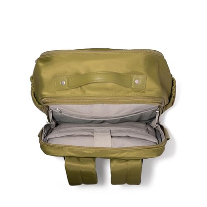 Baggallini Tribeca Expandable Laptop Backpack - 15"x11" Lightweight RFID Computer Bag for Work & Travel with Luggage Sleeve - color: Sage Twill