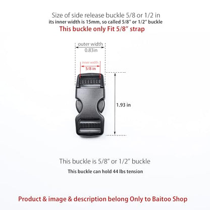 Side Release Buckles Heavy Duty Plastic Buckle Snap Clips Clasps Backpack Buckle Replacement for Strap - style: 1/2 Or 5/8 Inch - 3sets