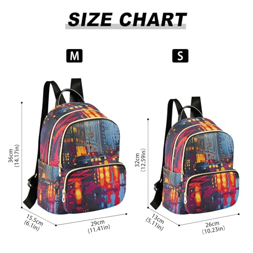 Women's Backpack City Street Print for Travel Commute, Cloth Shoulder Bag Double Zipper Size S - size: 10.2×5.1×12.5 IN