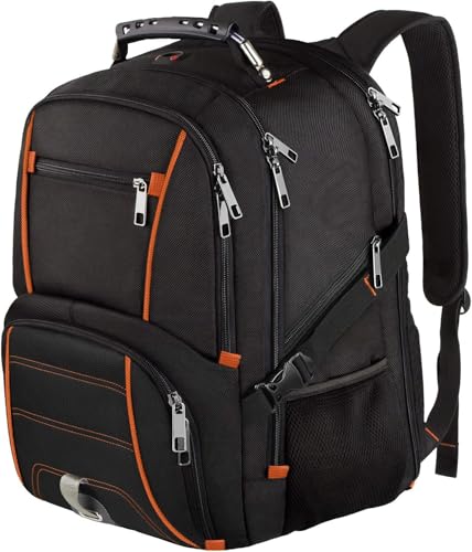 Extra Large Backpack,TSA Friendly Travel Laptop Computer Backpack for Men Women,RFID Water Resistant Big Business Backbag Fits 17.3 Inch Laptops - color: Orange
