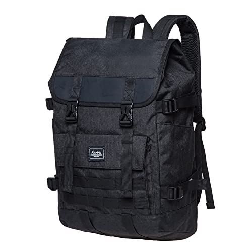 KAUKKO Laptop Backpack for Unisex, Casual Daypack Fits 15.6" Laptop (18-LINEN BLACK) - color: 18-linen Black