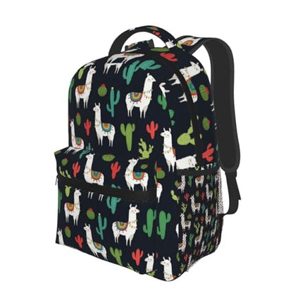 Commuter Laptop Backpack Llama Alpaca Cactus, Lightweight Water Resistant Daypack with Inner Pocket for Work, Office - color: Pattern (225)