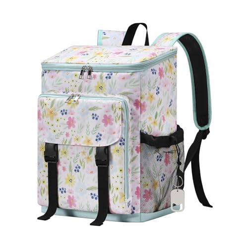 DYSHAYEN Cooler Backpack,Lightweight Backpack Cooler Insulated Leak Proof,30 Cans Soft Cooler Bag for Beach,Camping,Beach,Picnic,Lunch - color: Flower
