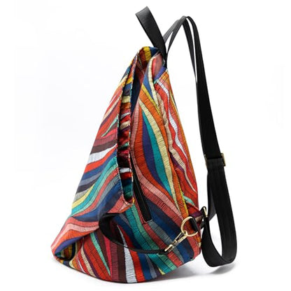Black Butterfly Boho Backpack Purse for Women, Lightweight Fabric Daypack with Top Handle for Travel & Casual Daily Use - color: 50-multicolor