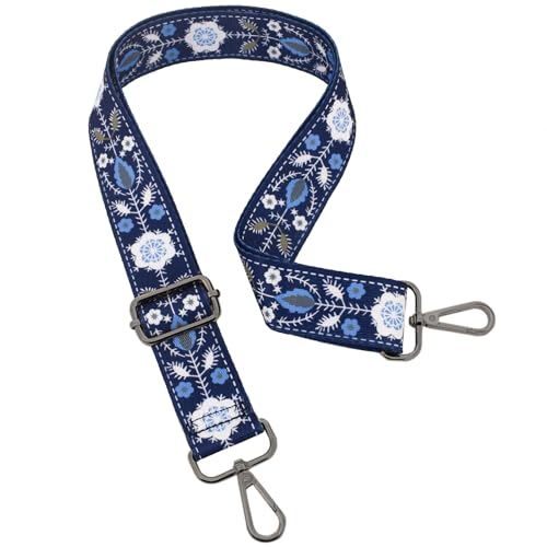 Replacement Purse Strap Shoulder Strap Adjustable Crossbody Strap for Women Crossbody Wide Shoulder Bag - color: Blue Snowflake-gold Metal