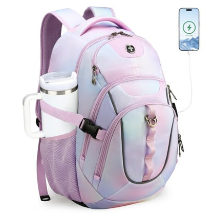 Swissdigital Design Backpack for Men with USB Charging Port SD803-104 - color: Pink Purple