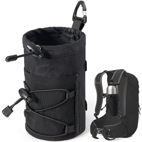 Water Bottle Holder for Backpack, Molle Water Bottle Holder Pouch Bag for Backpack Strap with Hook Buckle Fits for 8-24oz, Bottles Carrier Attachments for Hiking, Sports, Travel, Outdoor - color: Black