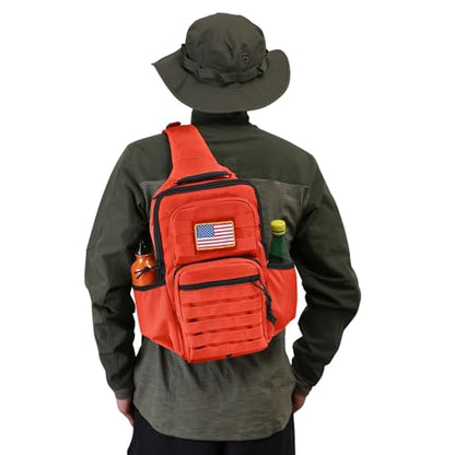 Rover Sling Pack Tactical Shoulder Sling Bag Backpack with Bottle Holder Crossbody Chest Bag, Orange - color: Orange