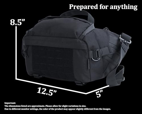 Tactical Sling Backpack Crossbody EDC Pack MOLLE Satchel Bag for Travel, Work, Camping and Hiking 8Liter - color: Black