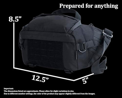 Tactical Sling Backpack Crossbody EDC Pack MOLLE Satchel Bag for Travel, Work, Camping and Hiking 8Liter - color: Black